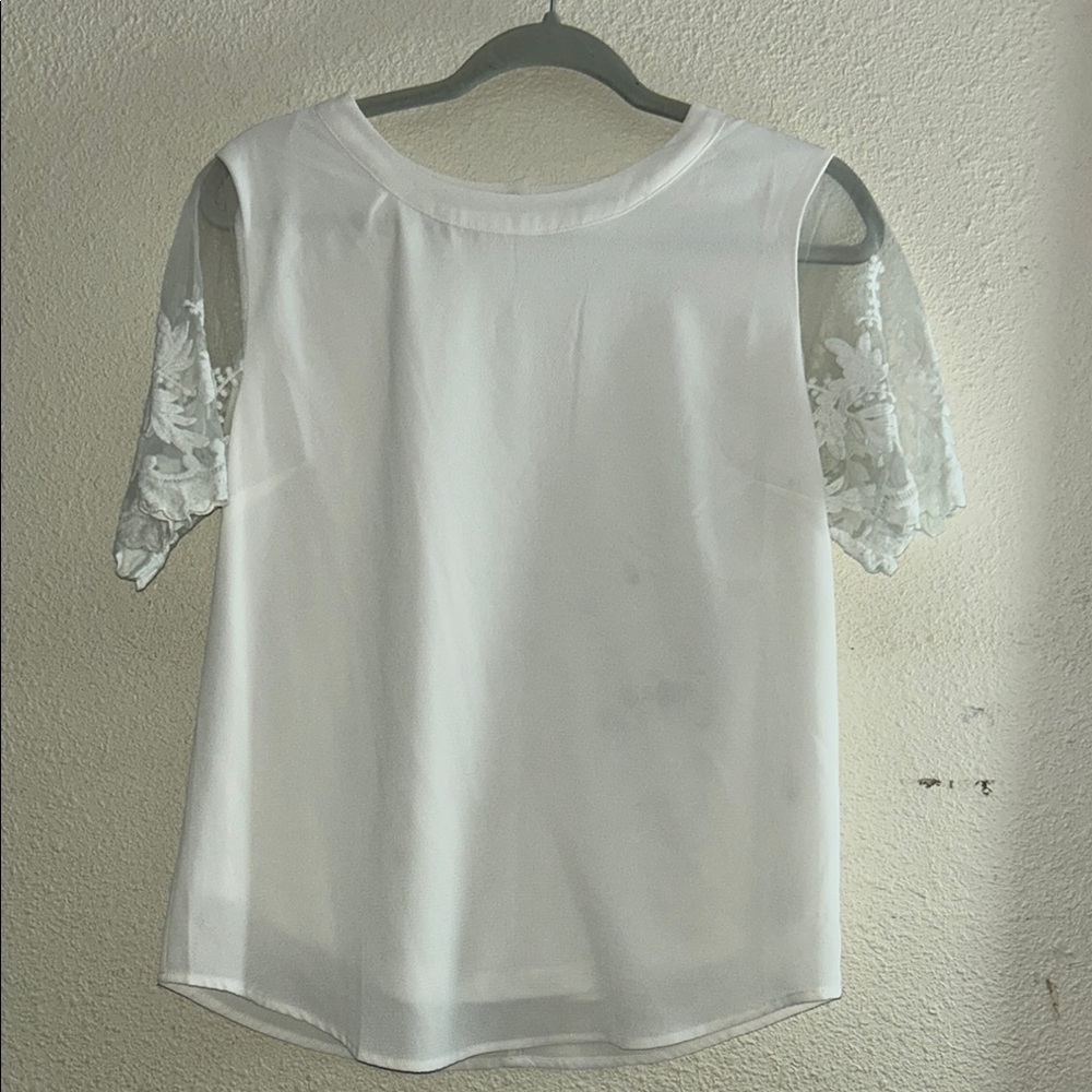 Lulu's Boxy White Short Sleeve Embellished Blouse